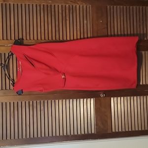 Sz 10 Red Sleeveless Calvin Klein Dress